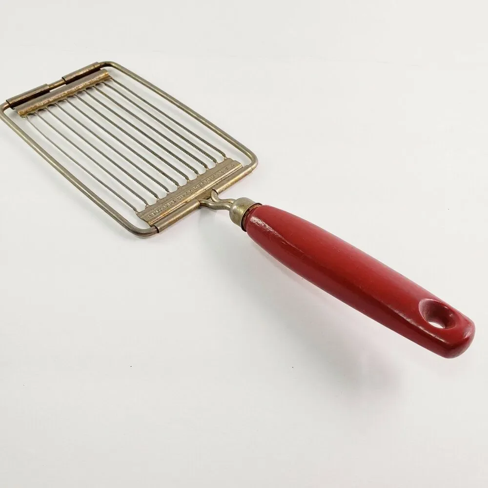 Vtg Ekco Slicer Red Wood Handle Cheese Tomato Kitchen Utensil Gadget USA